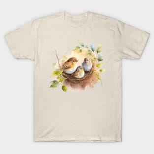 Birds on the nest watercolor T-Shirt